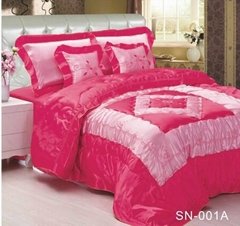 100% polyester embroidered satin comforter