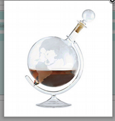 750ml Whiskey Decanter For Spirits Or Wine Decorative Etched Glass Globe Design 