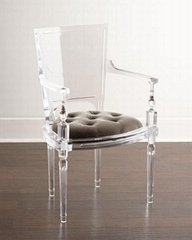 Acrylic plexiglass dining chair with armrest and backrest