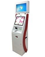 Dual monitor cash receiver payment kiosk terminal with card reader