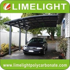 customized aluminium carport with grey frame and dark grey polycarbonate roofing