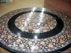 Black Marble Inlay Art Dinning Table Top