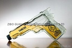 gun shaped glass bottle,special glass wine bottle