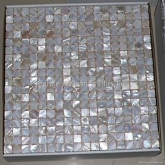 mesh 15x15mm/305x305x2mm white Mother of Pearl mosaic tile, with open grout gap