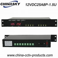  LED Display Rack Mount CCTV Power Supply (12VDC25A8P-1.5U)