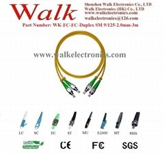 Optical Fiber Patch Cord, fiber jumper cable, duplex FC to FC, single mode 9/125