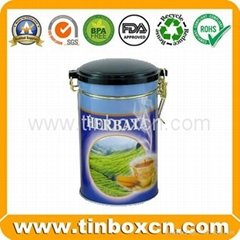 Round can tea tin box with airtight lid for tea caddy tea canister packaging