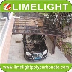 single aluminium carport with bronze frame and bronze polycarbonate solid sheet