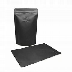 Hot sale package food grade black matt surface coffee bag with valve foil ziploc