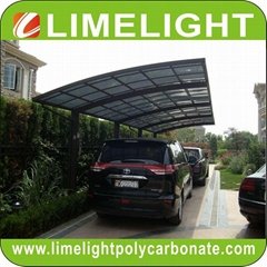double size aluminum carport with bronze aluminium frame and grey PC solid sheet