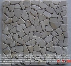 Crema Marfil, random mosaic tile, tumbled