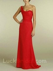Sexy Aline Sweetheart Bridesmaid Dress Floor Length Chiffon Red Bridesmaid Gown
