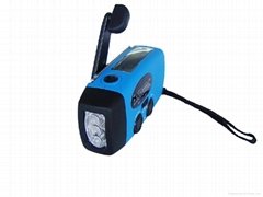 Solar hand crank flashligth radio with cell phone charger
