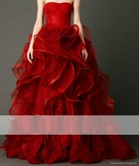 Strapless Embriodery High End Bouffant Tailing Wedding Dress Party Dress