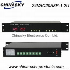 8 Channels 24V AC CCTV Rack Mount CCTV Power Supply (24VAC20A8P-1.2U) 