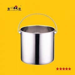 Catering kitchenware handheld S/S with swing handle straight body pail bucket