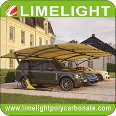 double size cantilever carport with metal frame and polycarbonate roof sheet