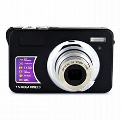 15mp digital camera with 2.7'' TFTdisplay 4x digital zoom 3 x optical zoom 