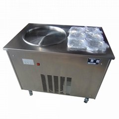 Single Round Pan Fried Ice Cream Roll Machine With 6 Topping Containers