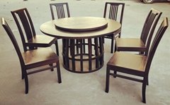 ash wood round dining table and chair