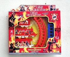 Fire fighting truck Hot sales train track electric railway set Baby educational 