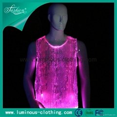 2014 latest fiber optic clothing rgb colorful lighting t shirt great effect