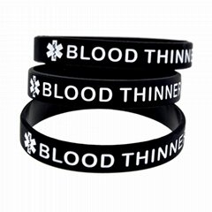  BLOOD THINNER Medical Alert ID Privacy Enhanced Silicone Bracelets Wristbands